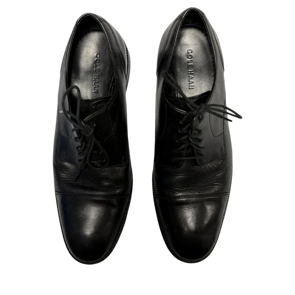 MEN'S BLACK Cole Haan Benton Cap Toe LEATHER Oxford‎ DRESS SHOES SIZE 11 EUC